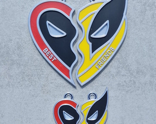 Deadpool Wolverine Heart Logo Keychain / Necklace