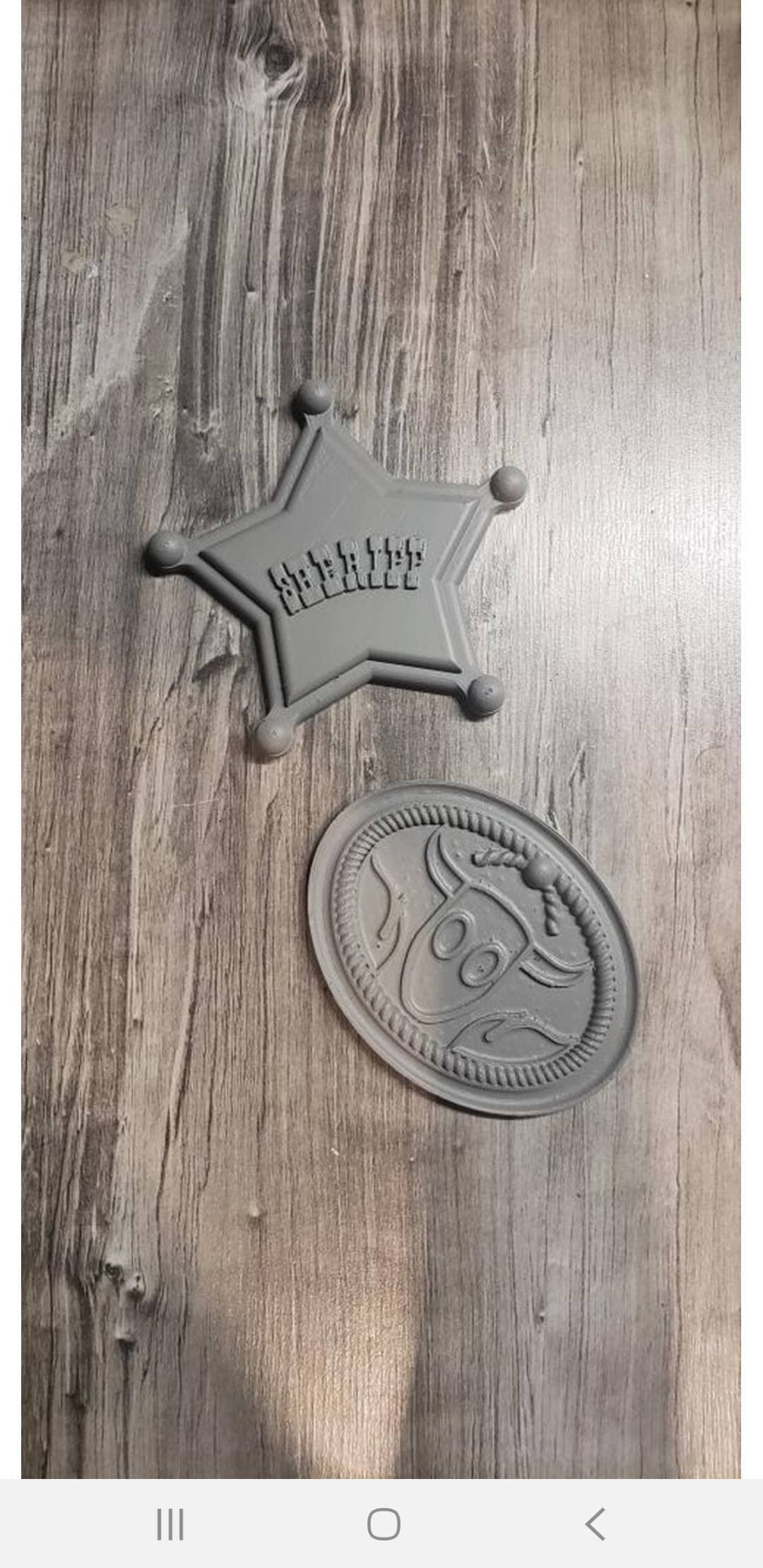 Sheriff Belt Buckle and Badge - Weathered Cosplay Prop - Inspired by Toy Story