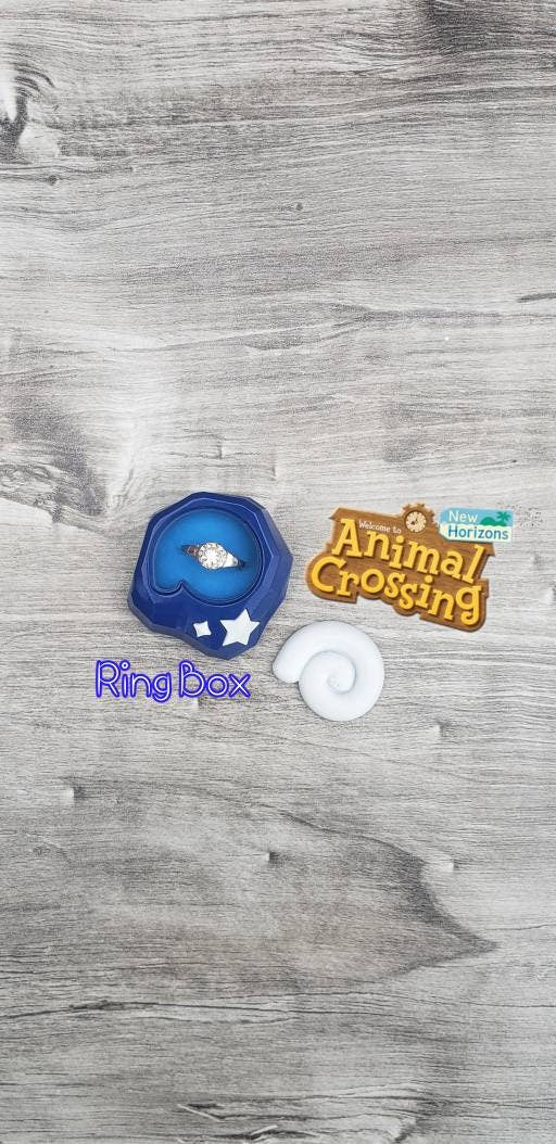 Fossil Ring Box - Custom Colours Wedding Proposal Box - Inspired by Animal Crossing