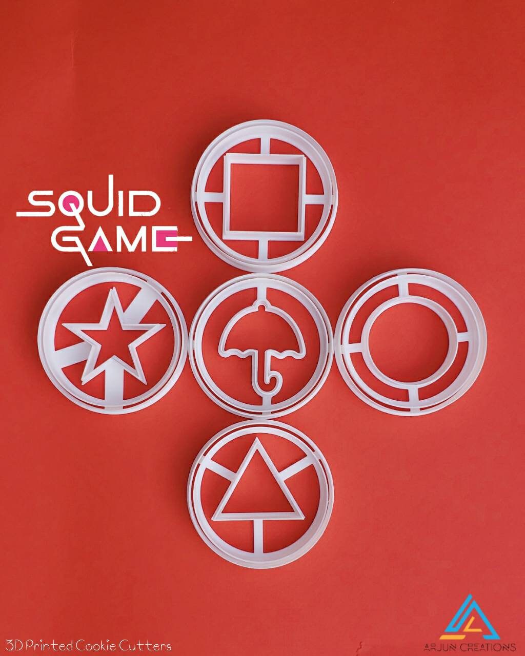 Umbrella, Circle, Triangle, Star & Square Cookie Cutters - Inspired by Squid Game