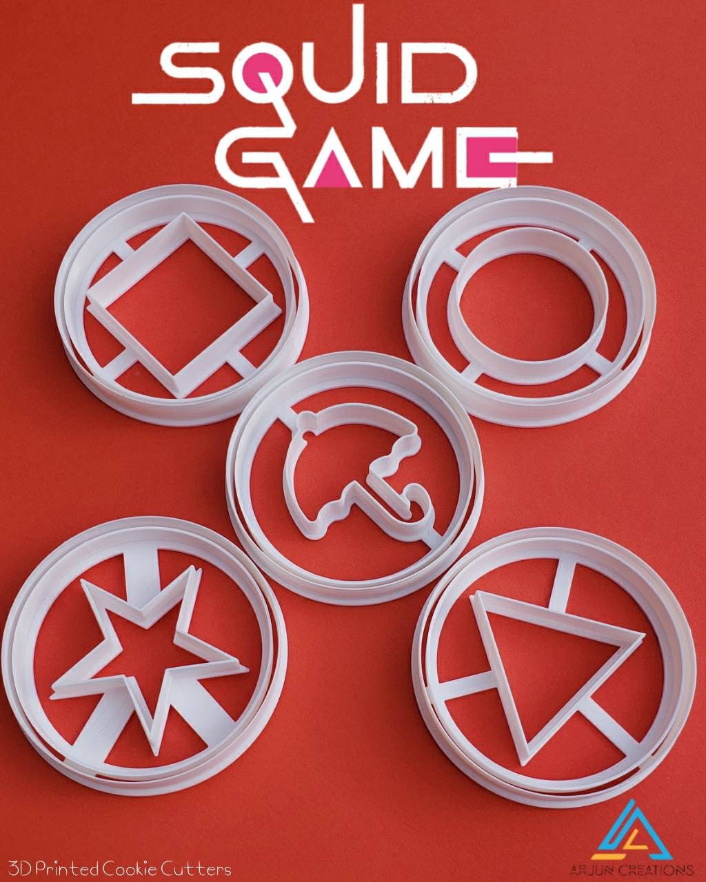 Umbrella, Circle, Triangle, Star & Square Cookie Cutters - Inspired by Squid Game
