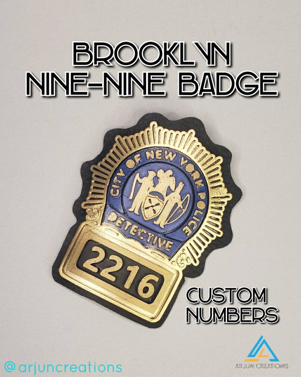 City of New York Police Detective Badge - Custom Number Cosplay Prop - Inspired by Brooklyn Nine-Nine