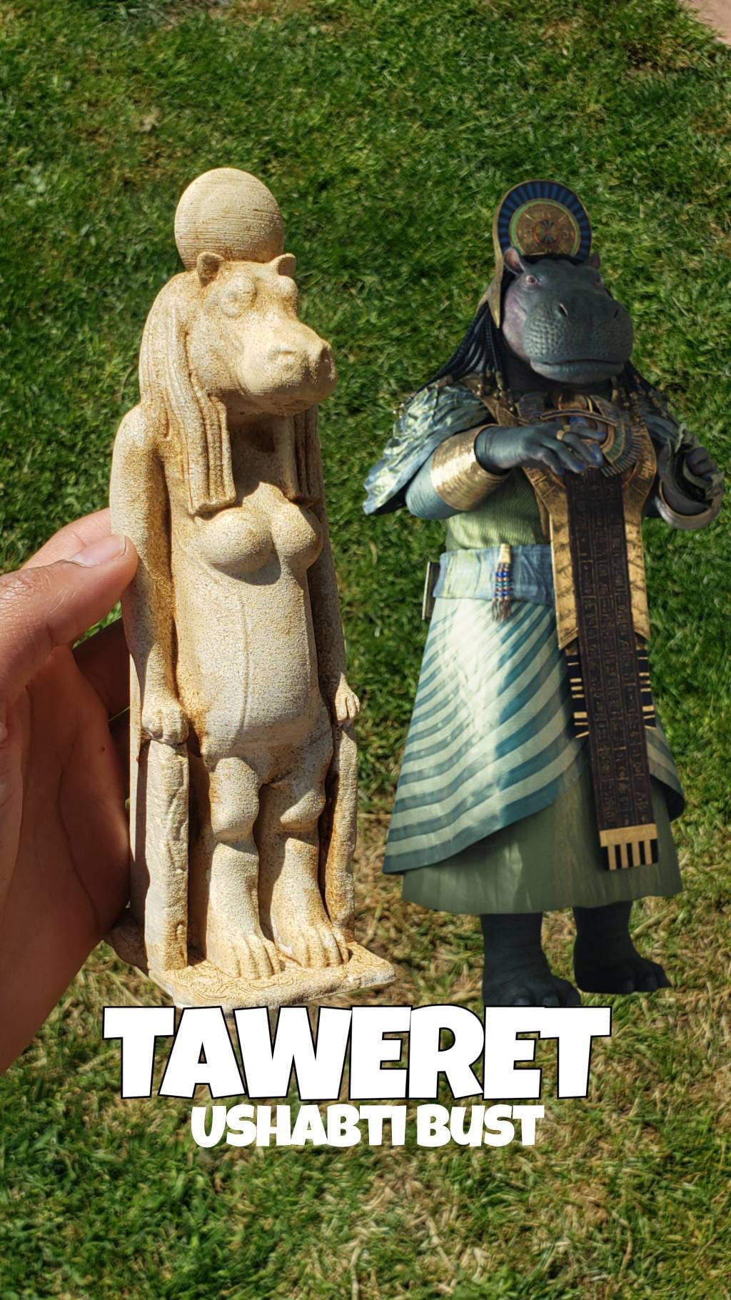 Taweret Ushabti Bust 3D Printed Sculpture - Inspired by Marvel's Moon Knight