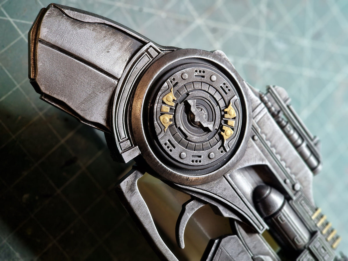 Grappling hook prop painted and weathered