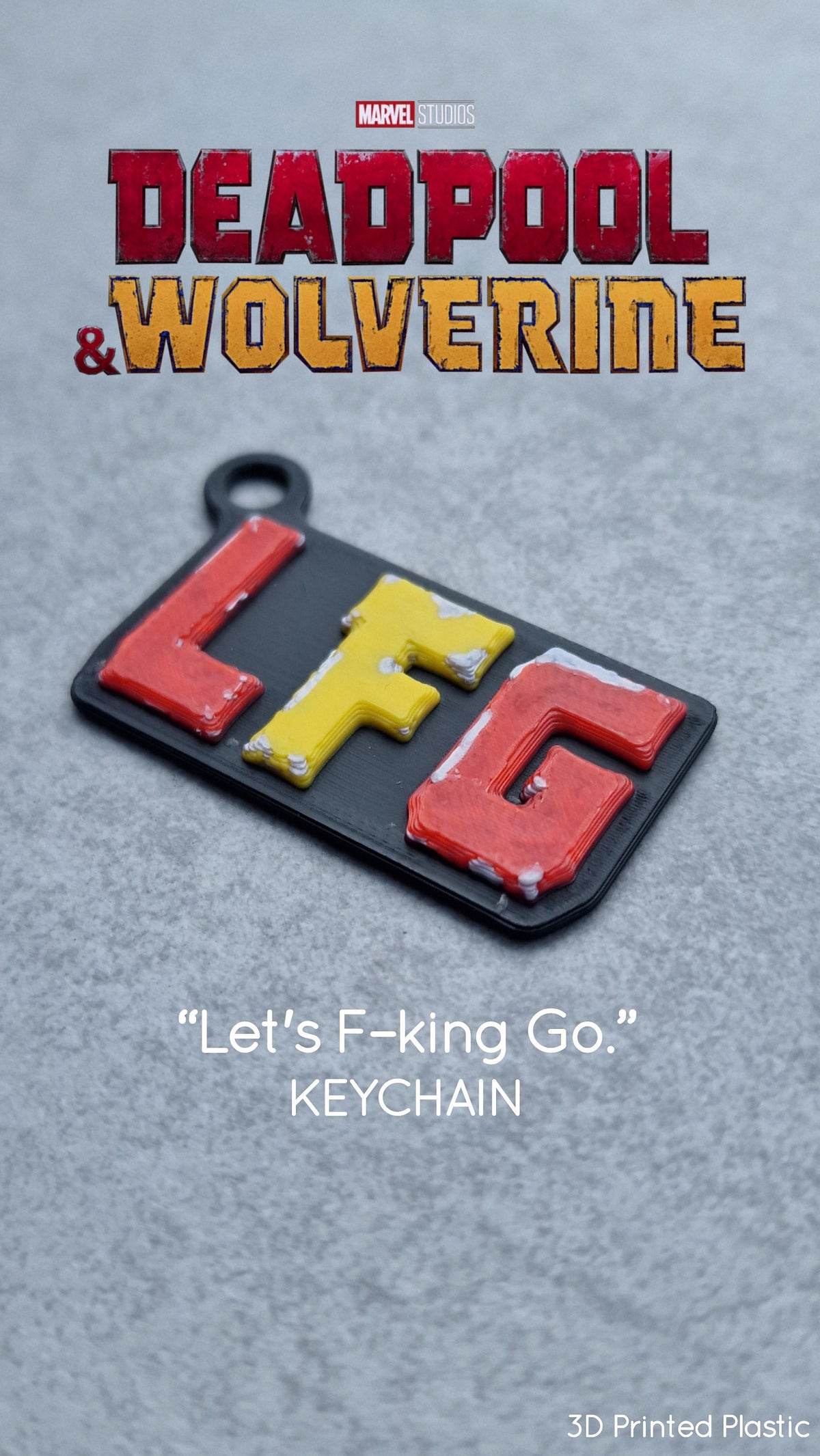 LFG 'Let's F*cking Go!' Logo Keychain / Necklace - Inspired by Deadpool & Wolverine - 3D Printed