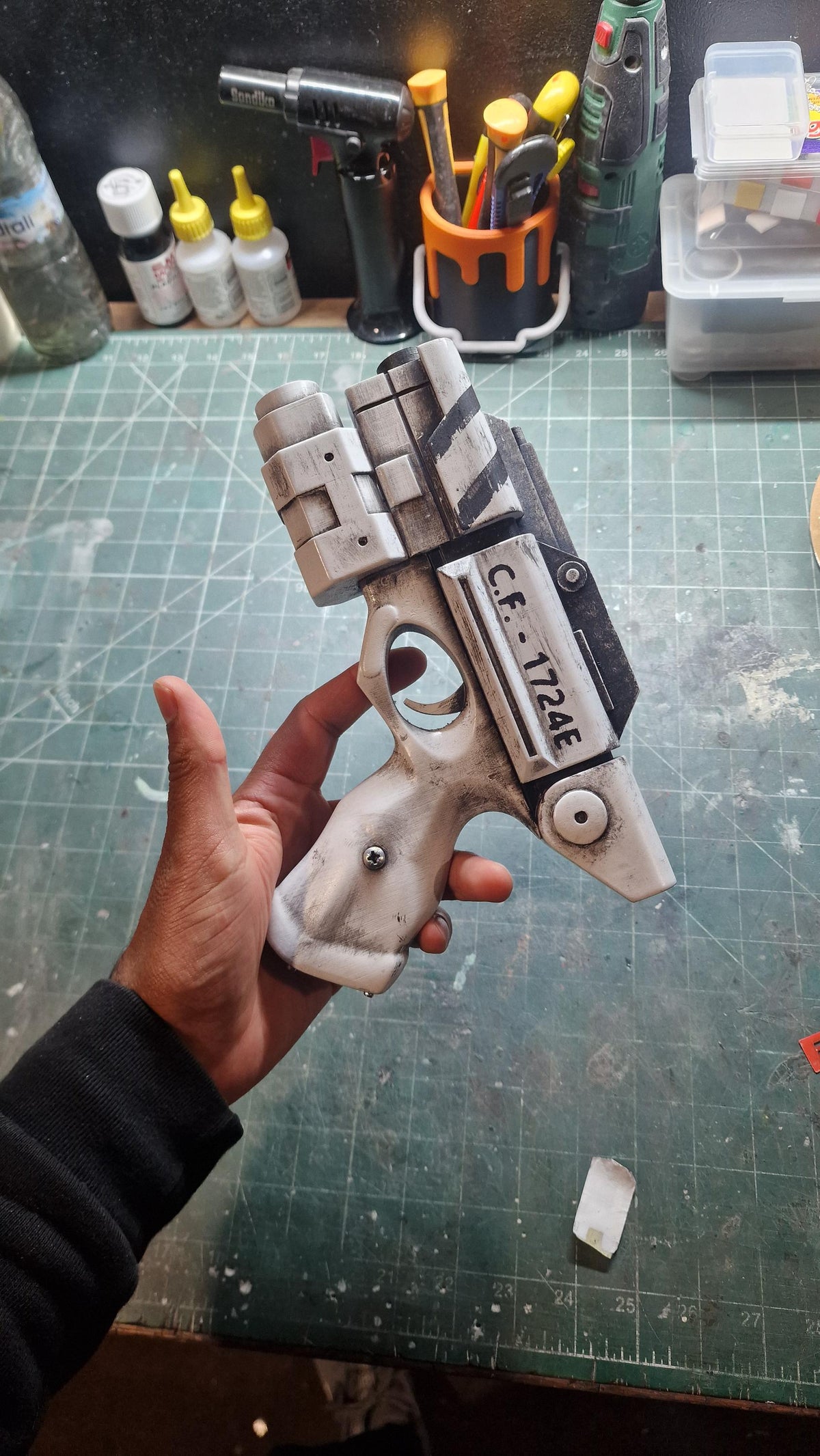 Sci-fi blaster prop detail