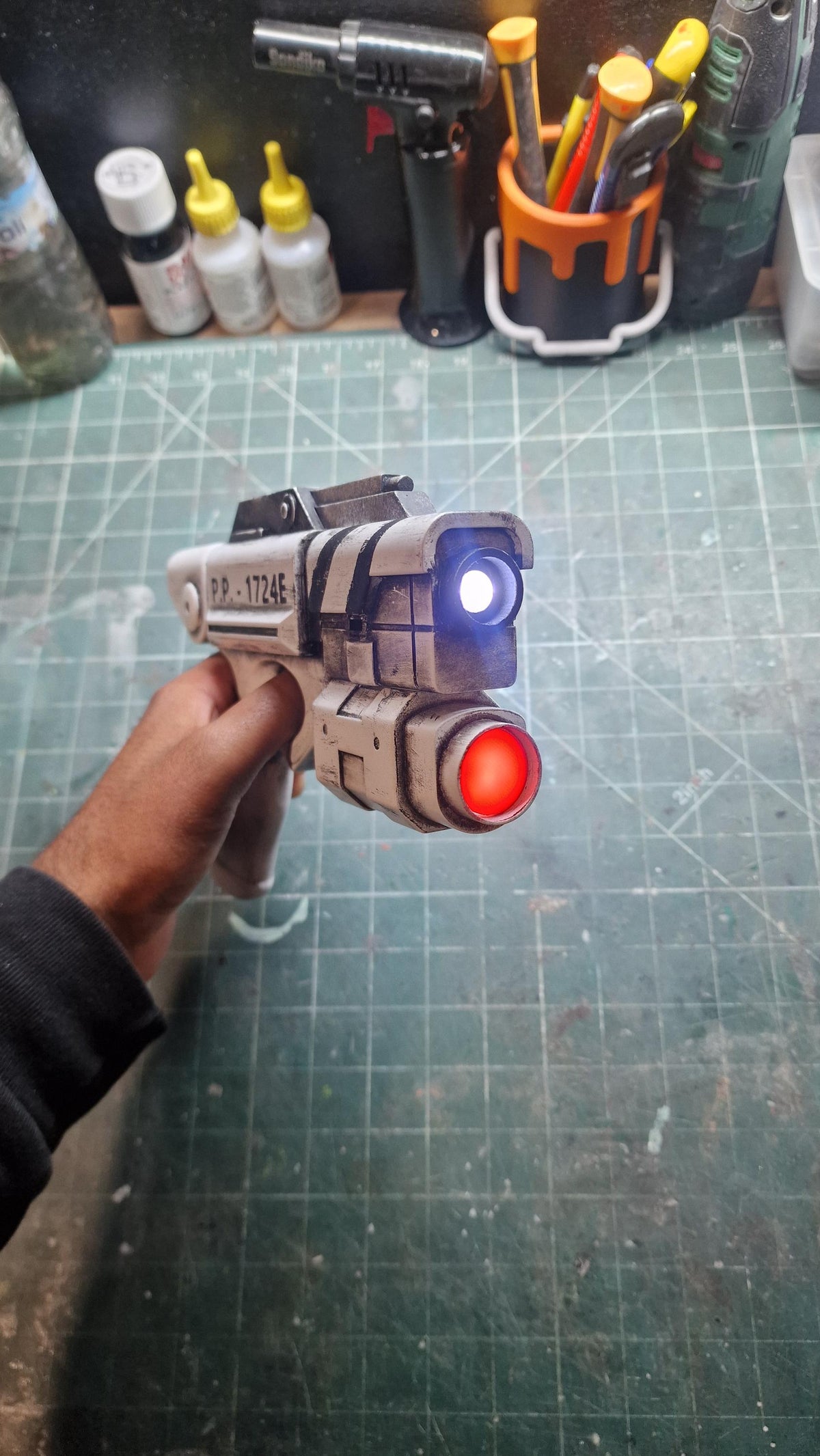 Sci-fi blaster prop side view