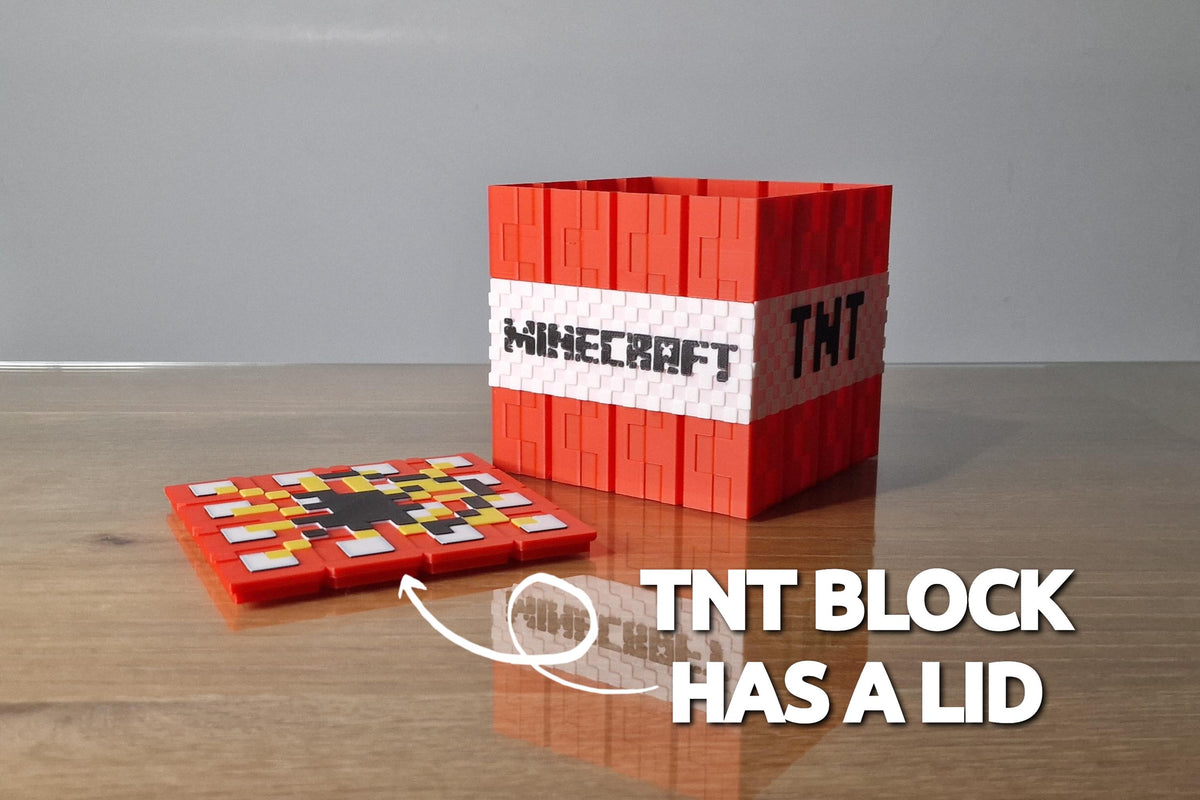 Pixel Block Popcorn Buckets - Inspired by Minecraft - 3D Printed Storage Boxes | TNT, Creeper, Enderman, Skeleton Head | Gaming Room Decor