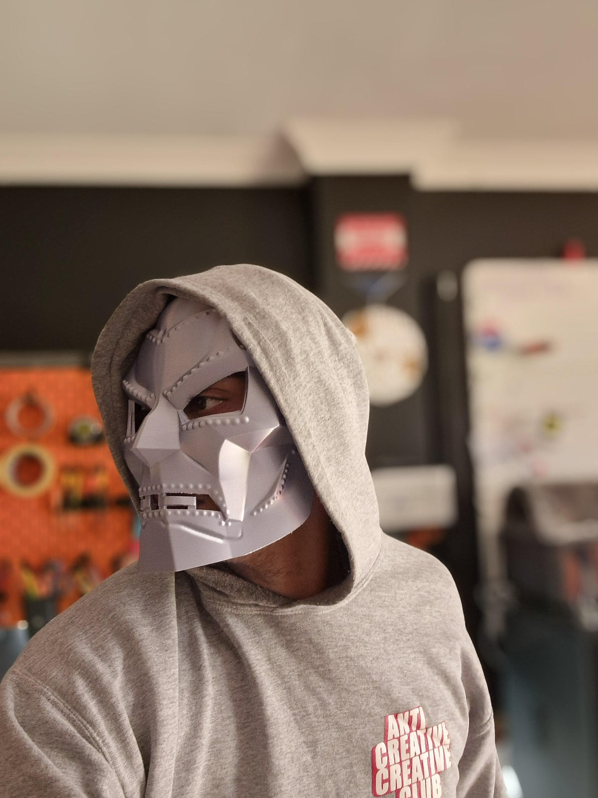 Supervillain Armour Mask - Inspired by Marvel's Fantastic Four (Doctor Doom) - Silver - 3D Printed Mask
