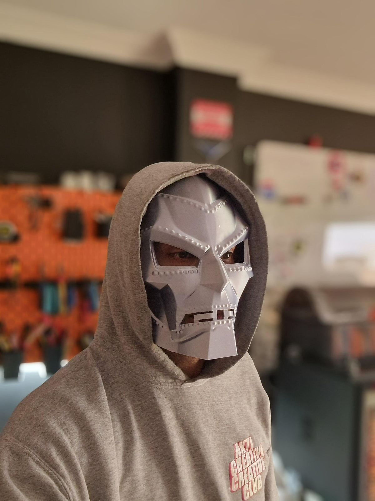 Supervillain Armour Mask - Inspired by Marvel's Fantastic Four (Doctor Doom) - Silver - 3D Printed Mask