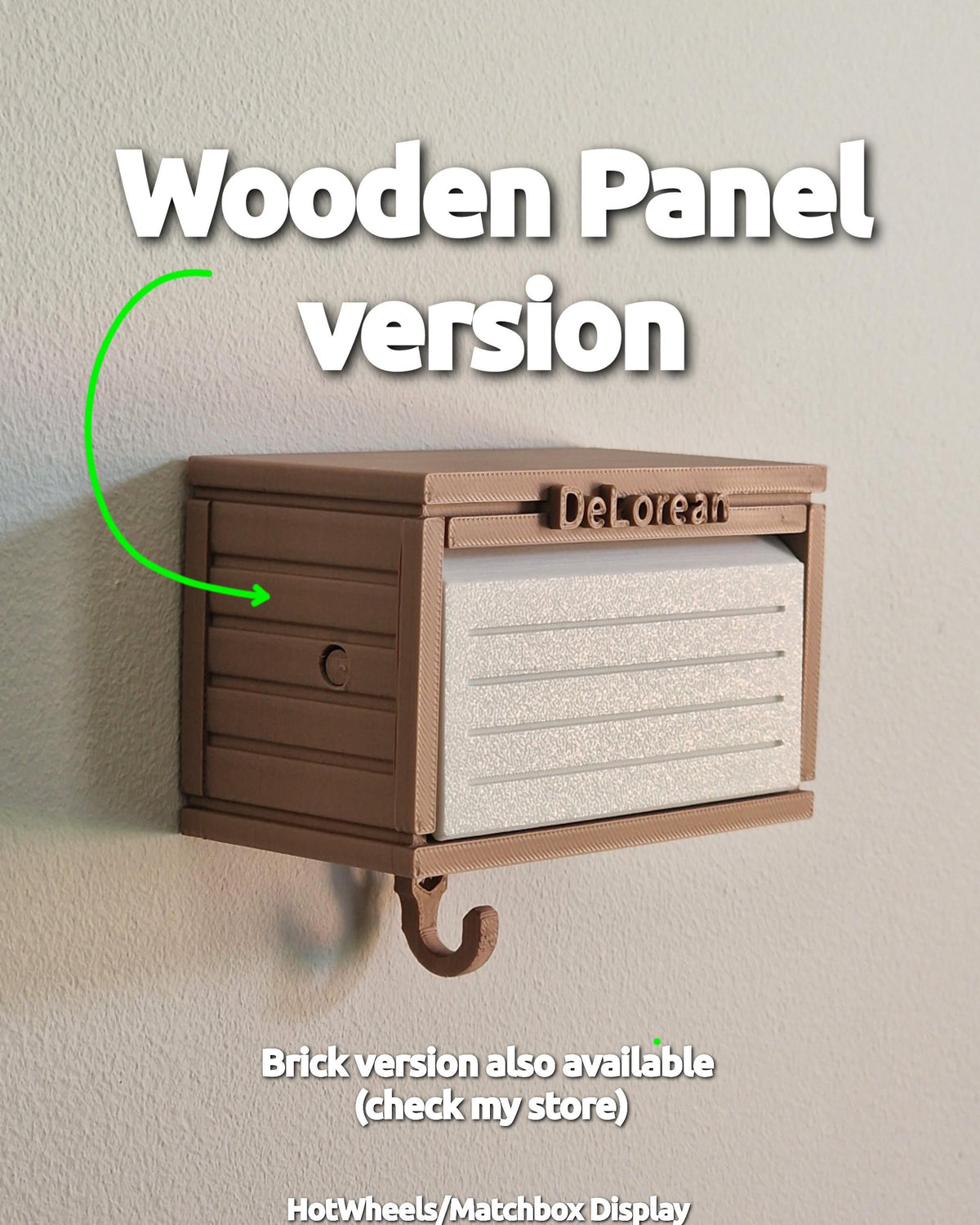 Customizable Key Holder, Diecast Car Wooden Panel Design Garage with Opening Door - 3D Printed