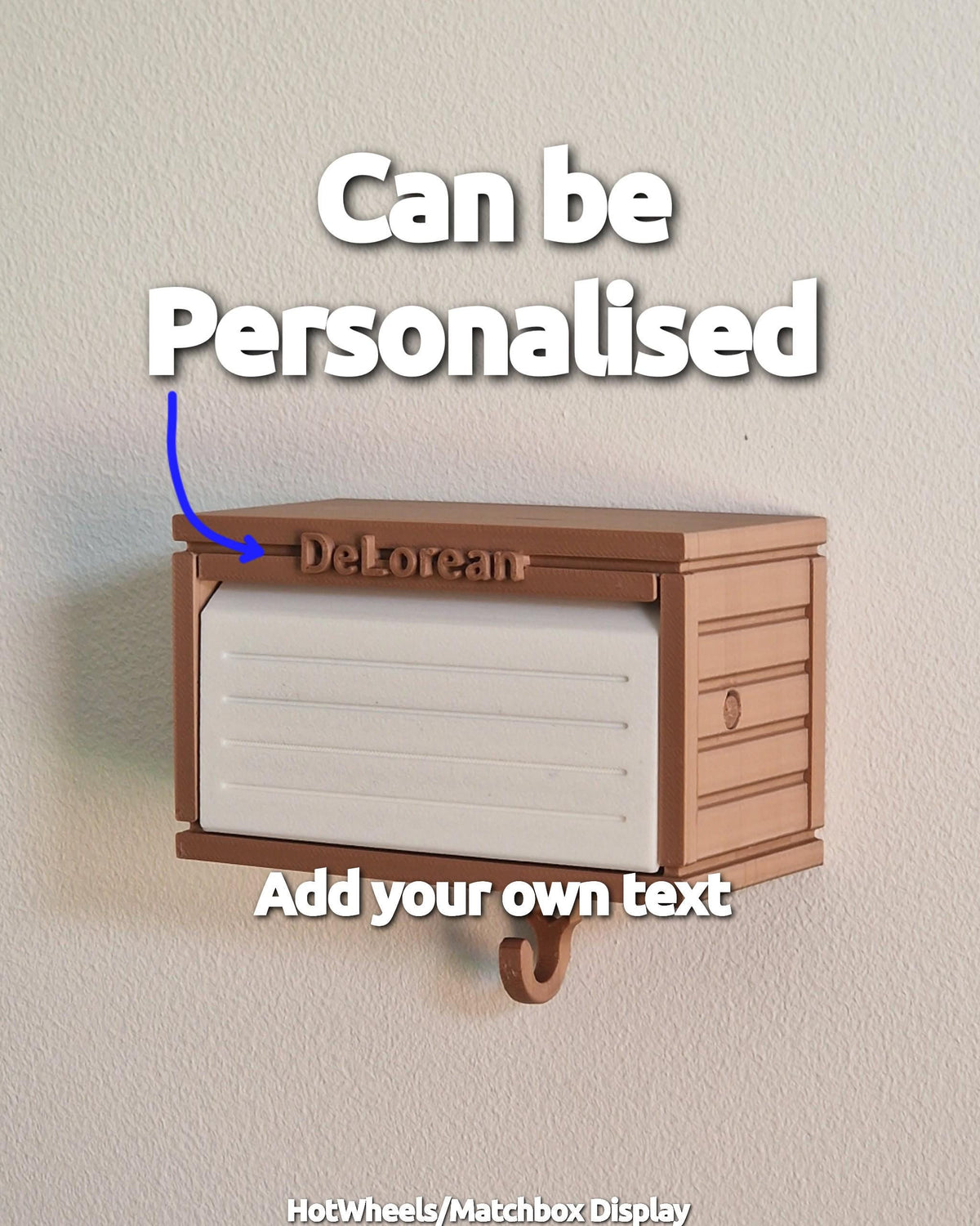 Customizable Key Holder, Diecast Car Wooden Panel Design Garage with Opening Door - 3D Printed