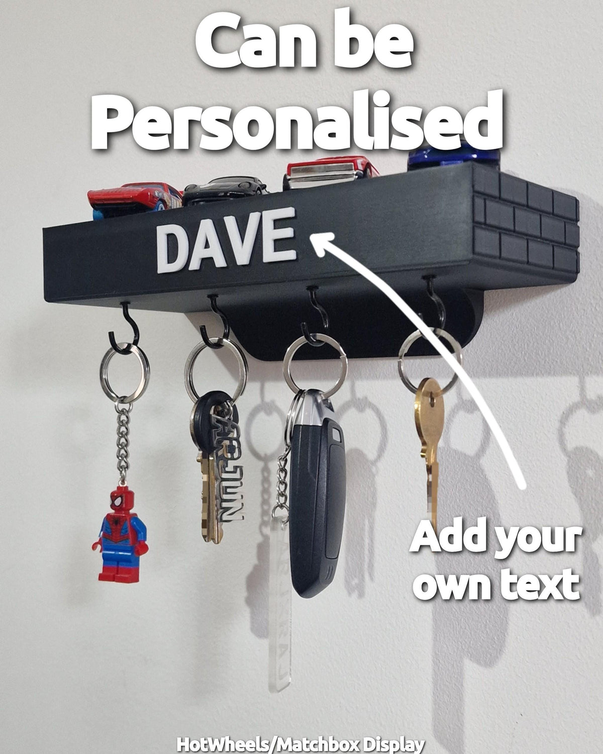 Customizable Key Holder, Diecast Car Wall-Mounted Key Shelf Holder - Toy Car Display - 3D Printed 1/64 1/43 1/32 1/24