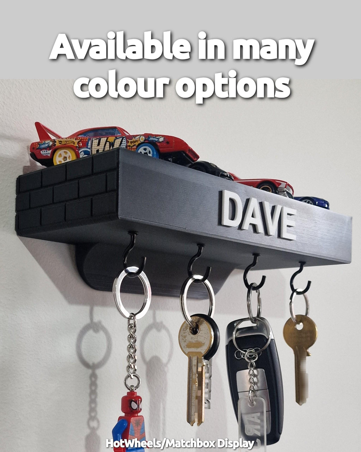 Customizable Key Holder, Diecast Car Wall-Mounted Key Shelf Holder - Toy Car Display - 3D Printed 1/64 1/43 1/32 1/24