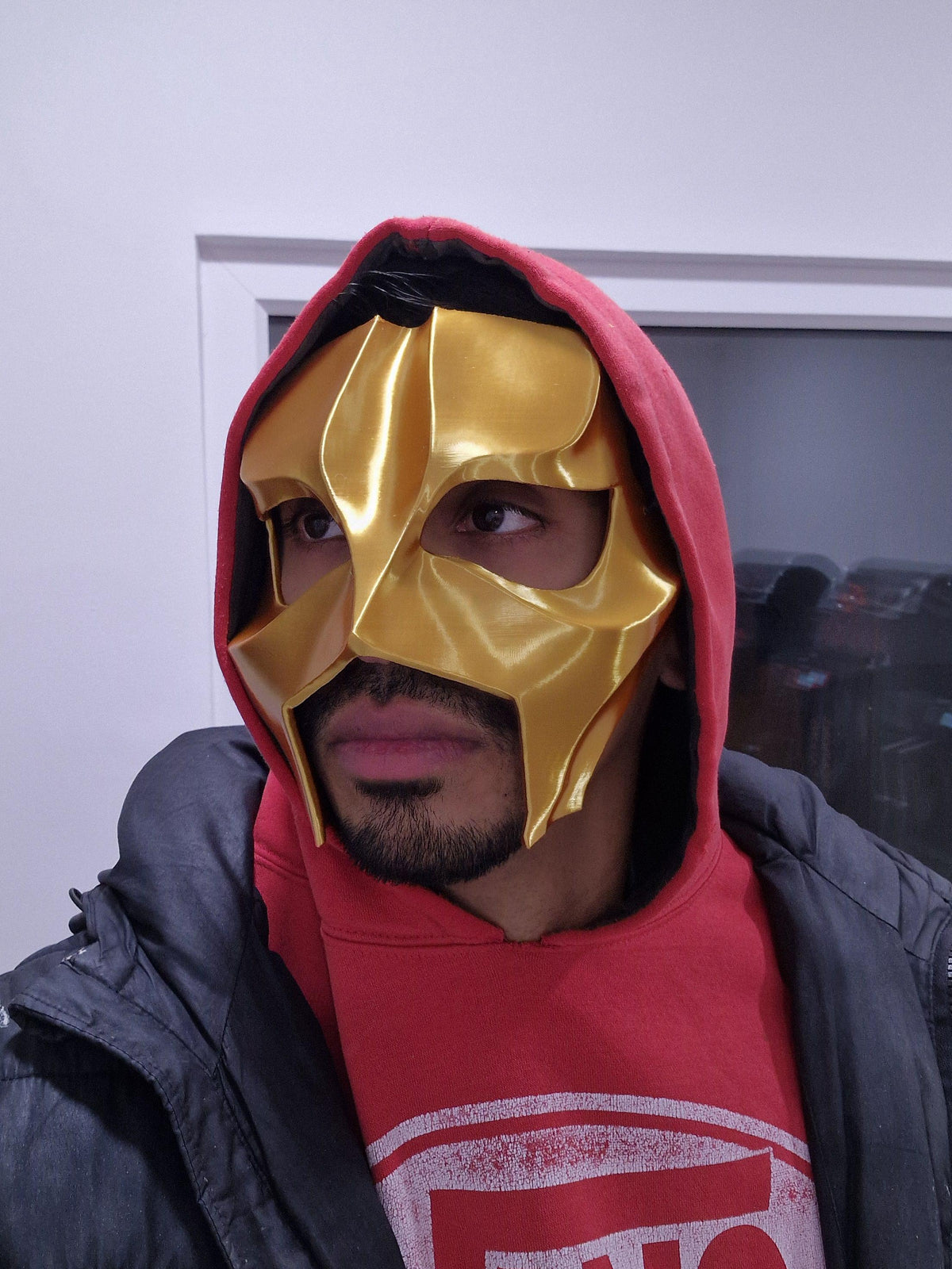 Gold mask worn